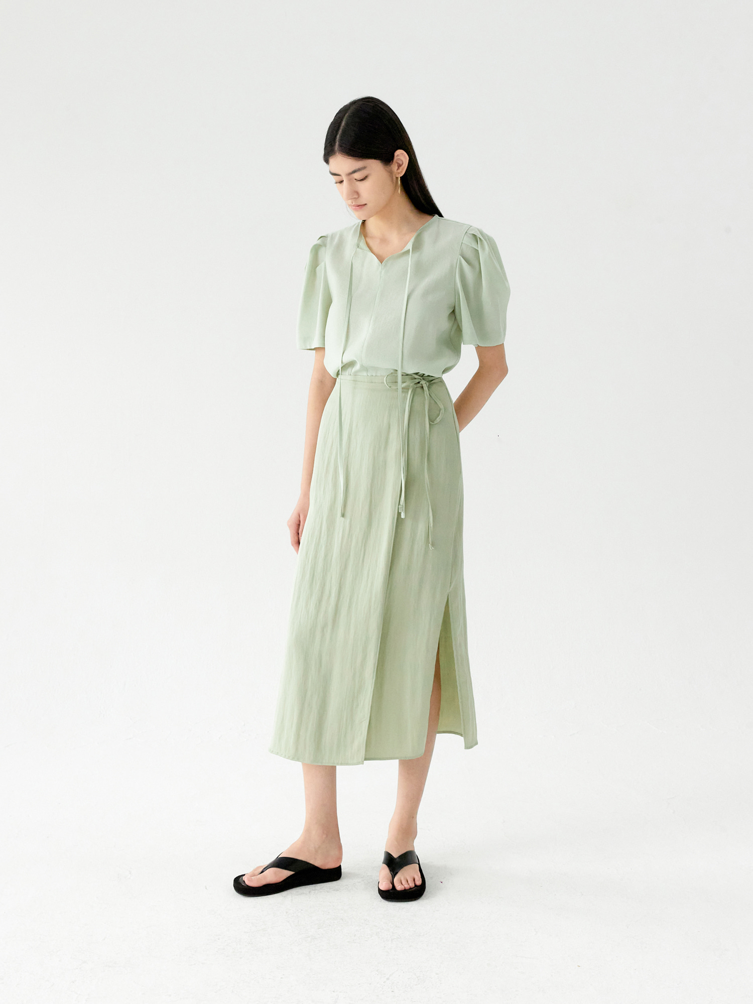 Renny Wrap Midi skirt (Green)