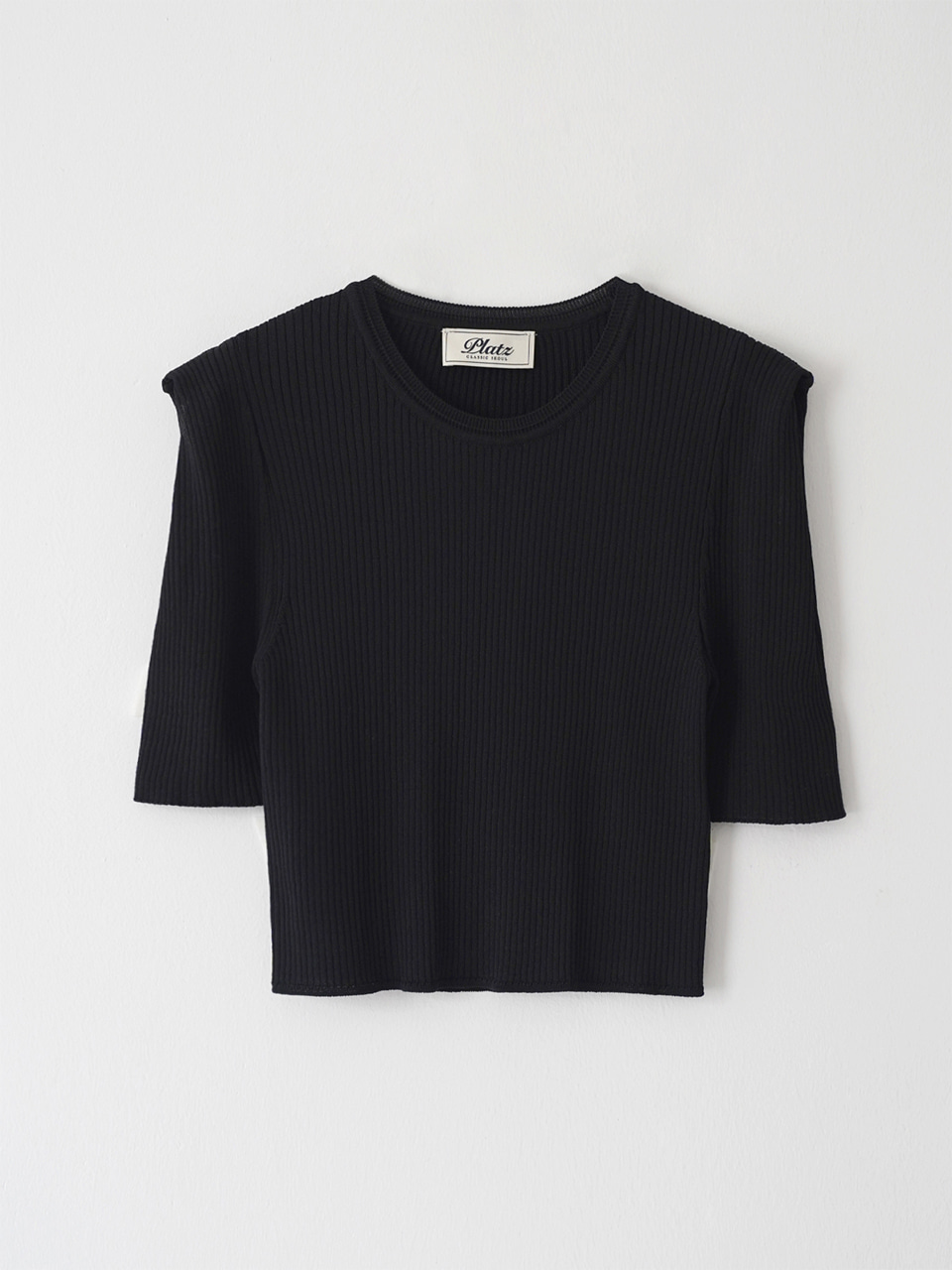 Square Shoulder Crop knit (Black)