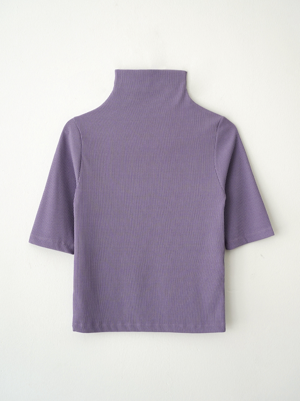 Half Ribbed Pola Neck T-Shirts (Purple)