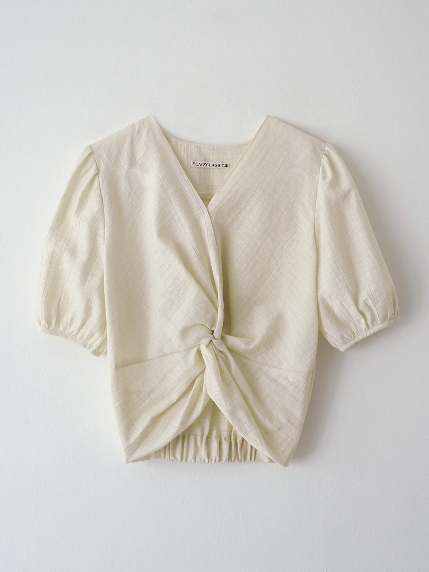 Front Shirring Blouse (Beige)
