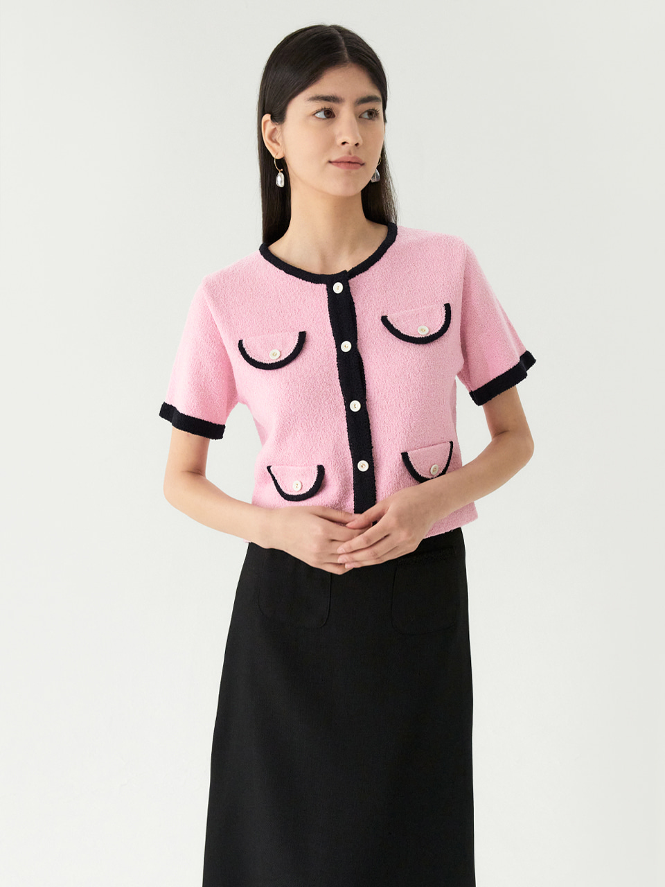 Pocket binder Knit Cardigan (Pink)