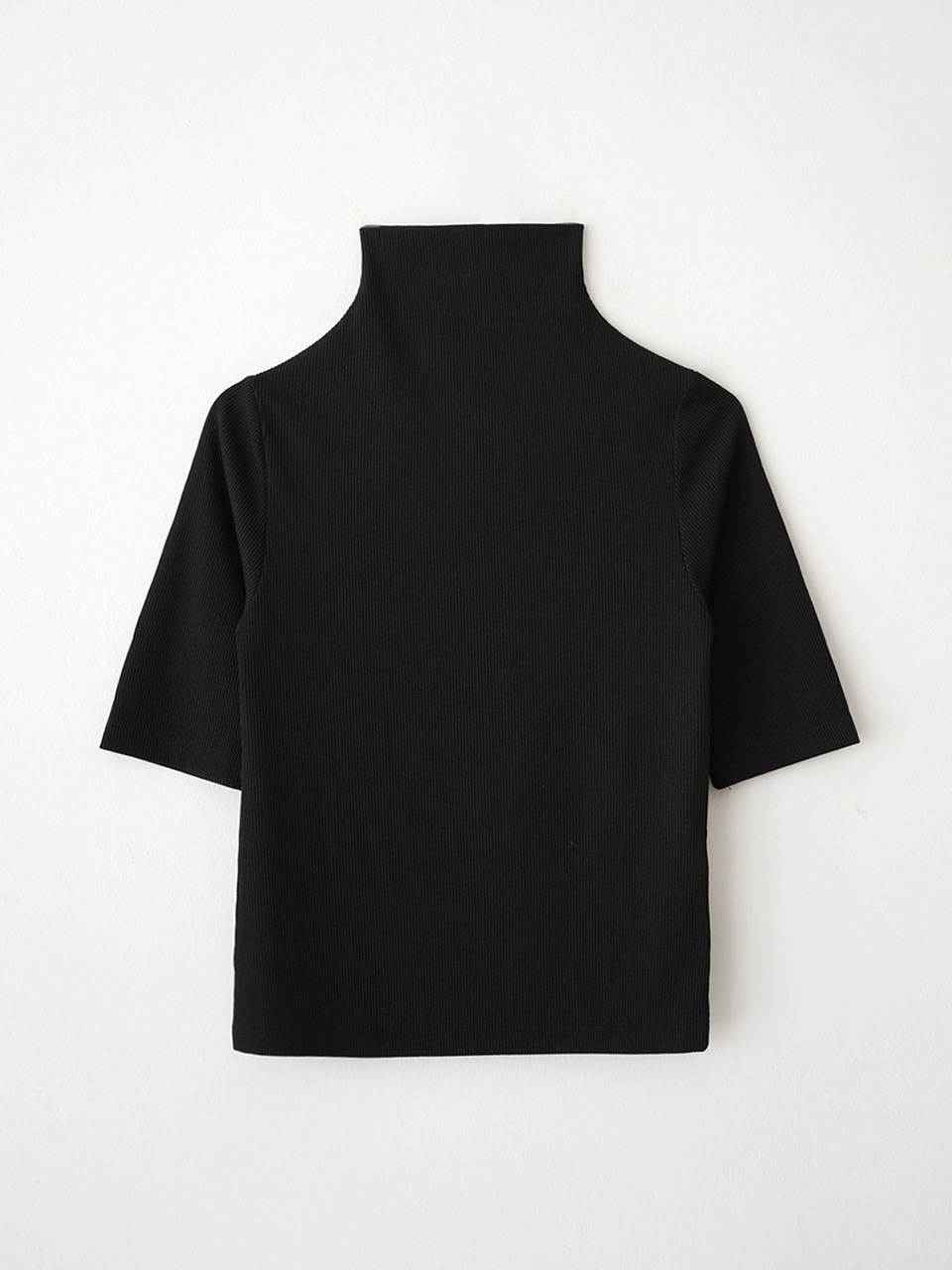 Half Ribbed Pola Neck T-Shirts (Black)